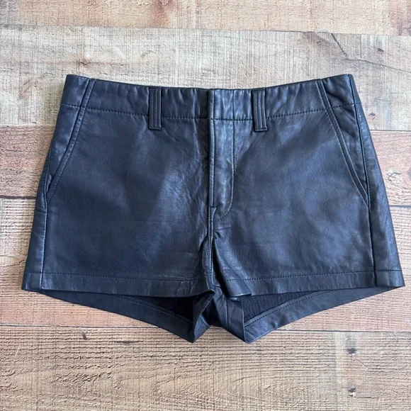 J Brand Black Leather Short Shorts Size 26 Shorts